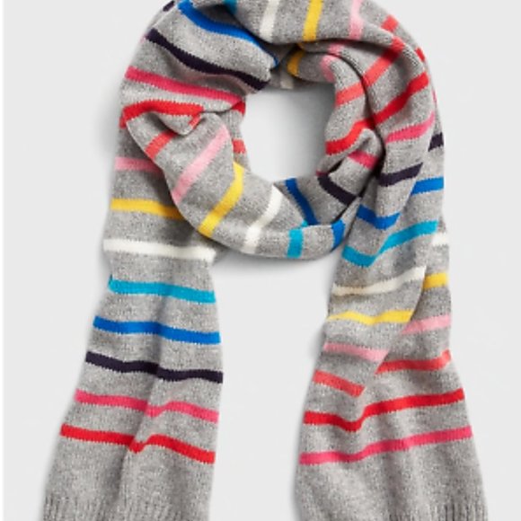 Gap Crazy Stripe Merino Wool Blend Rainbow Scarf